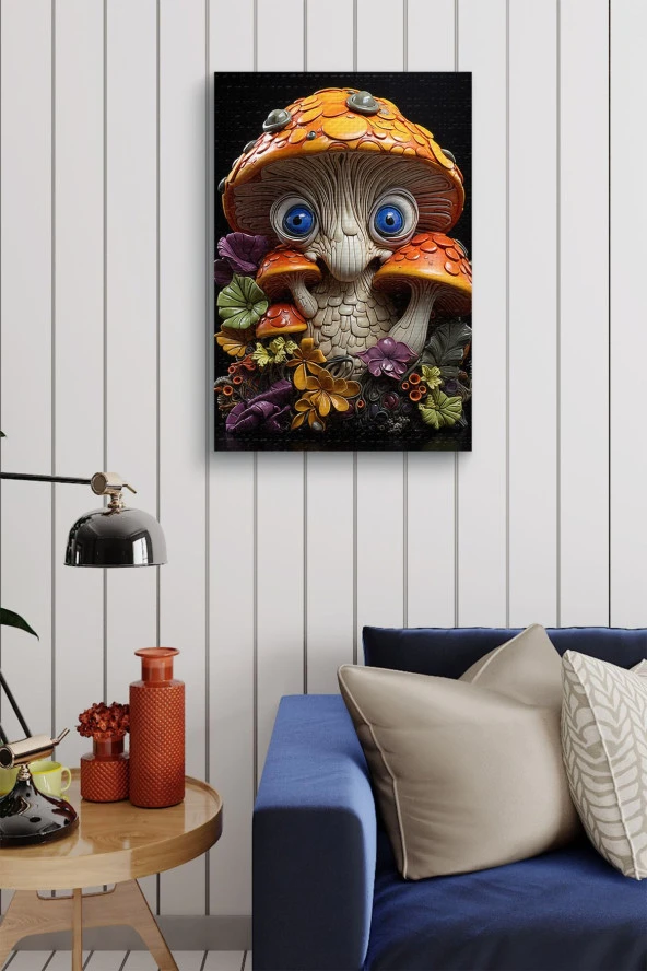 Mantara Bürünmüş Mavi Gözlü Kişilik Yağlı Kanvas Tablo - Resim 4