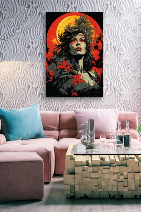 Güneş Önündeki Anarşist Kadın Silüeti Yağlı Kanvas Tablo - Resim 6