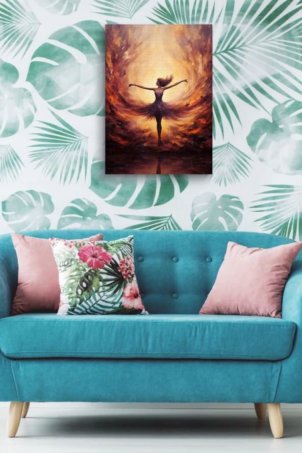 Dumanlar İçerisindeki Sanatsal Kadın Çizim Yağlı Kanvas Tablo - Resim 5