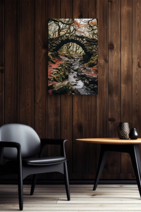 Taş Köprü Altındaki Akarsu Yağlı Kanvas Tablo - Resim 6