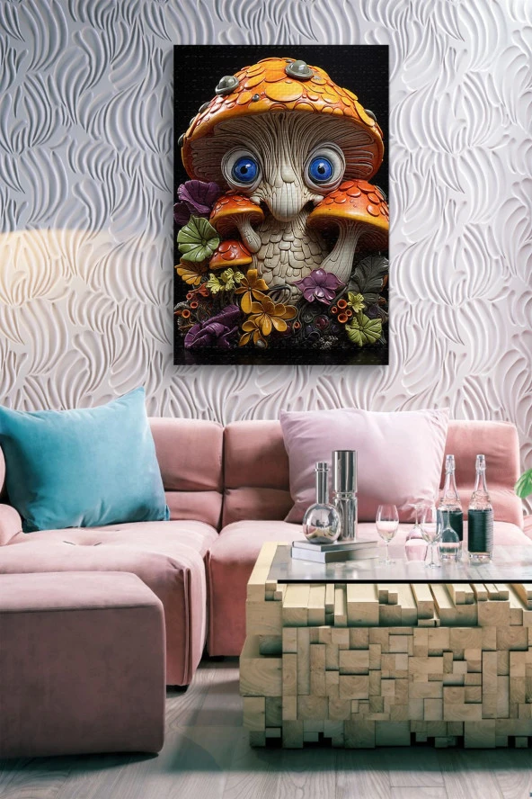 Mantara Bürünmüş Mavi Gözlü Kişilik Yağlı Kanvas Tablo - Resim 7