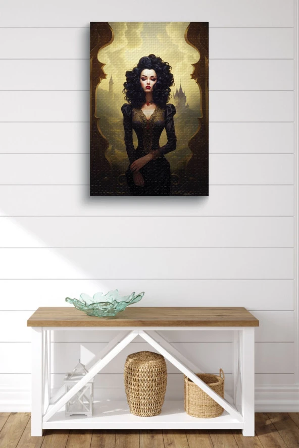 Modernist Kıvırcık Saçlı Kadın Yağlı Kanvas Tablo - Resim 2