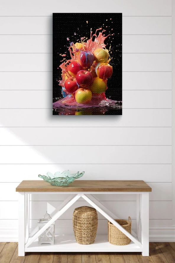 Renkler ile Birleştirilmiş Patlayan Meyveler Yağlı Kanvas Tablo - Resim 2