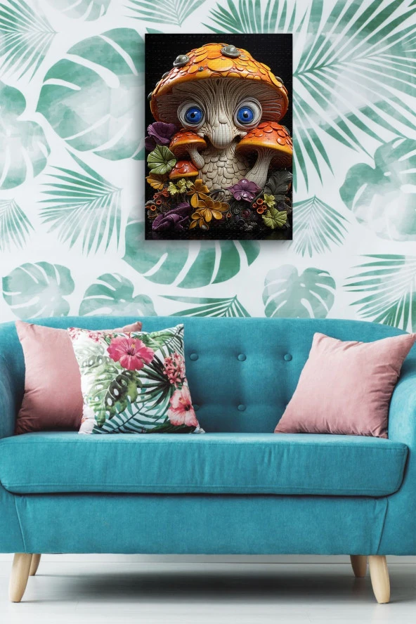 Mantara Bürünmüş Mavi Gözlü Kişilik Yağlı Kanvas Tablo - Resim 5