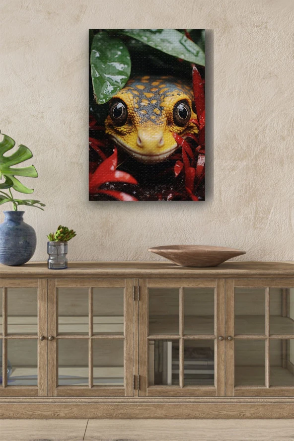 Bitkiler Arasından Bakan Kertenkele Yağlı Kanvas Tablo ürün görseli