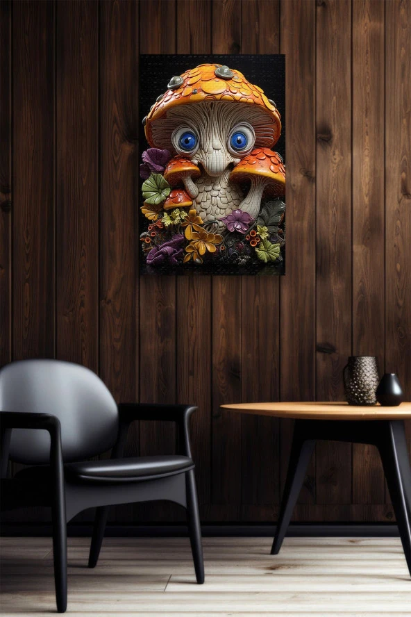 Mantara Bürünmüş Mavi Gözlü Kişilik Yağlı Kanvas Tablo - Resim 6