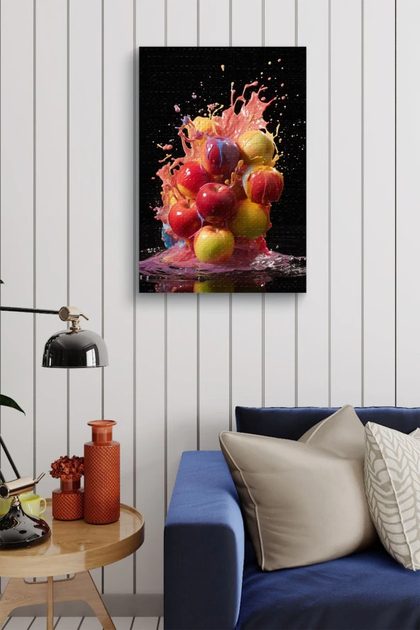 Renkler ile Birleştirilmiş Patlayan Meyveler Yağlı Kanvas Tablo - Resim 4