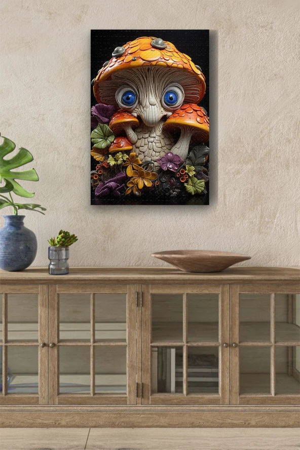 Mantara Bürünmüş Mavi Gözlü Kişilik Yağlı Kanvas Tablo ürün görseli