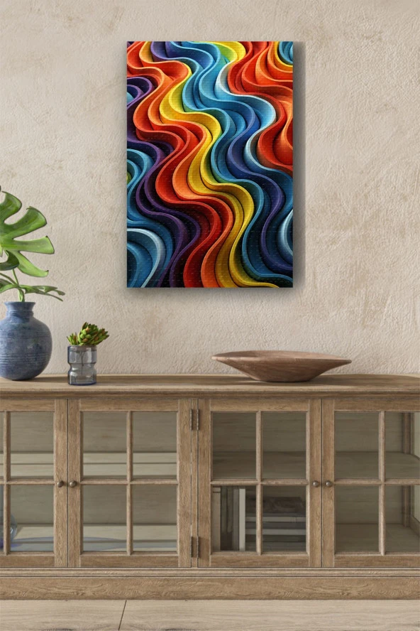 Rengarenk Sanatsal Tasarım Yağlı Kanvas Tablo ürün görseli