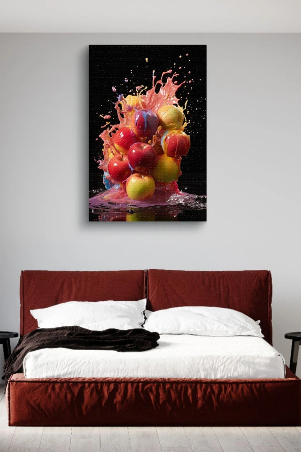 Renkler ile Birleştirilmiş Patlayan Meyveler Yağlı Kanvas Tablo - Resim 3