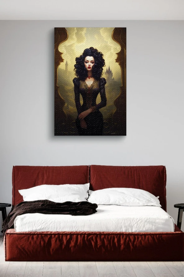 Modernist Kıvırcık Saçlı Kadın Yağlı Kanvas Tablo - Resim 3