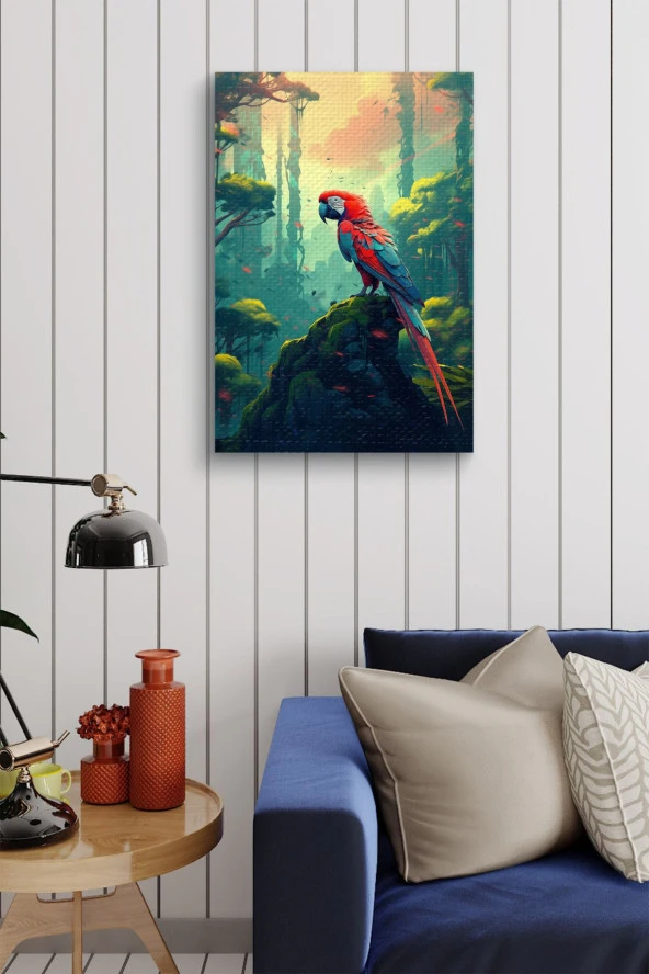 Doğa İçerisindeki Papağan Yağlı Kanvas Tablo - Resim 3