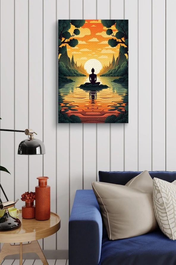 Gün Batımına Karşı Oturan Adam Yağlı Kanvas Tablo - Resim 3