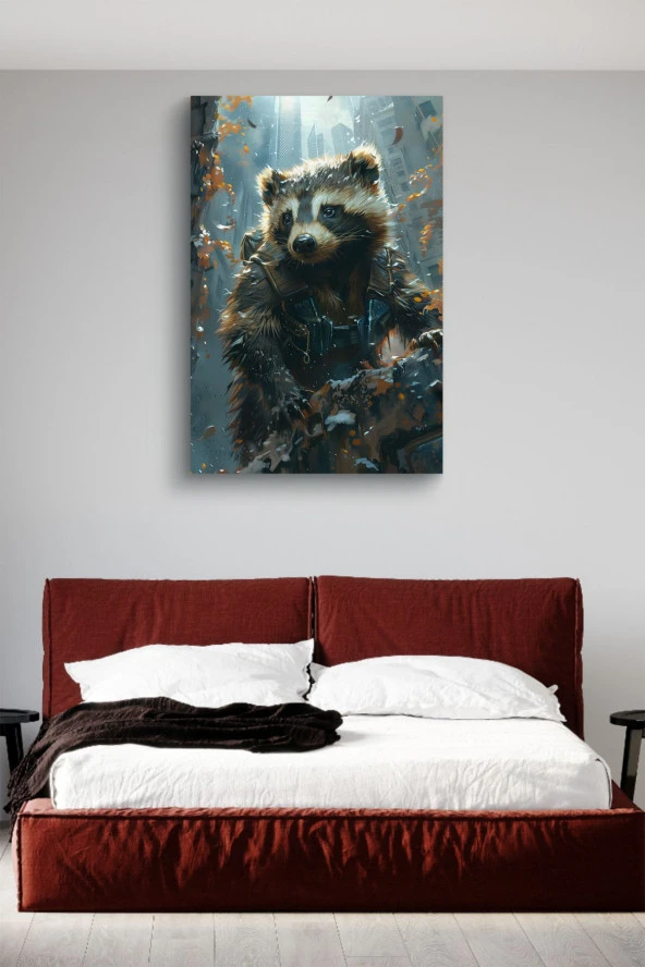 Modern Karlar İçerisindeki Bal Porsuğu Yağlı Kanvas Tablo - Resim 3