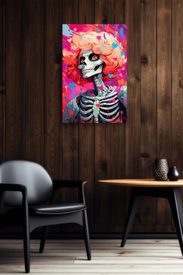 Sarı Saçlı Iskelet Yağlı Kanvas Duvar Tablosu - Resim 5