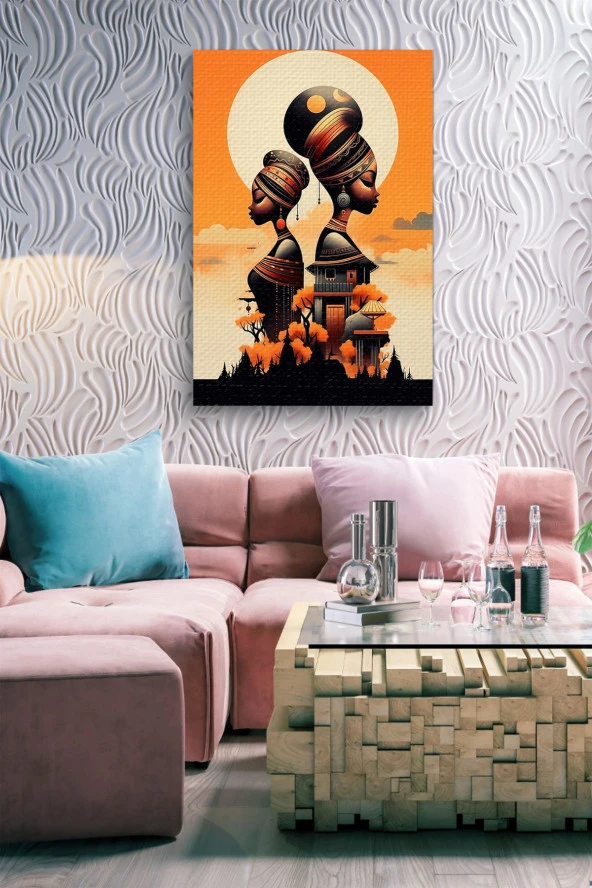 Binalar ve Geleneksel Kadınlar Tasarım Yağlı Kanvas Tablo - Resim 6