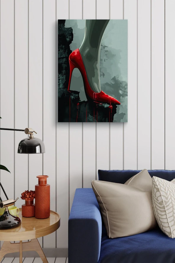 Kırmızı Stiletto Yağlı Kanvas Tablo - Resim 4