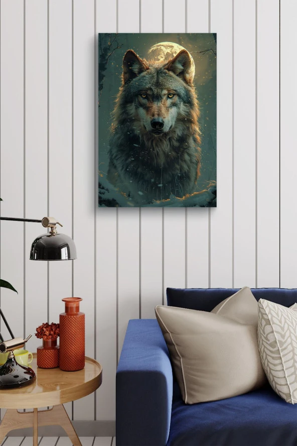 Dolunay Detaylı Kurt Yağlı Kanvas Tablo - Resim 4