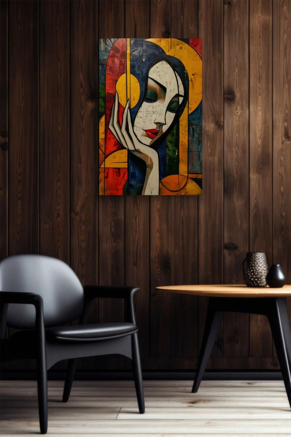 Kadın Kubizm Sanatsal Çizim Yağlı Kanvas Tablo - Resim 5