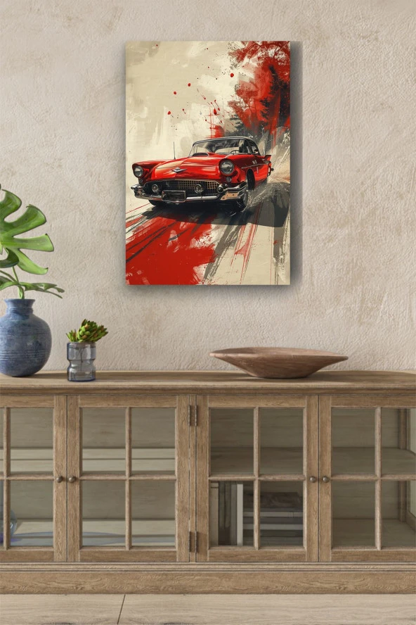 Sanatsal Çizim Klasik Araba Yağlı Kanvas Tablo ürün görseli