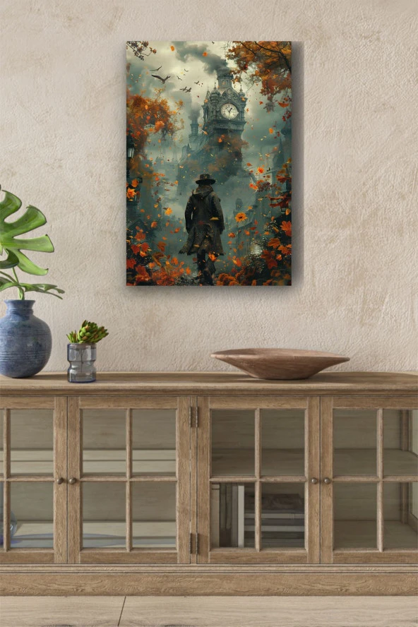 18. Yüzyıl Gotik Tarzında Saat Kulesi Yağlı Kanvas Tablo ürün görseli