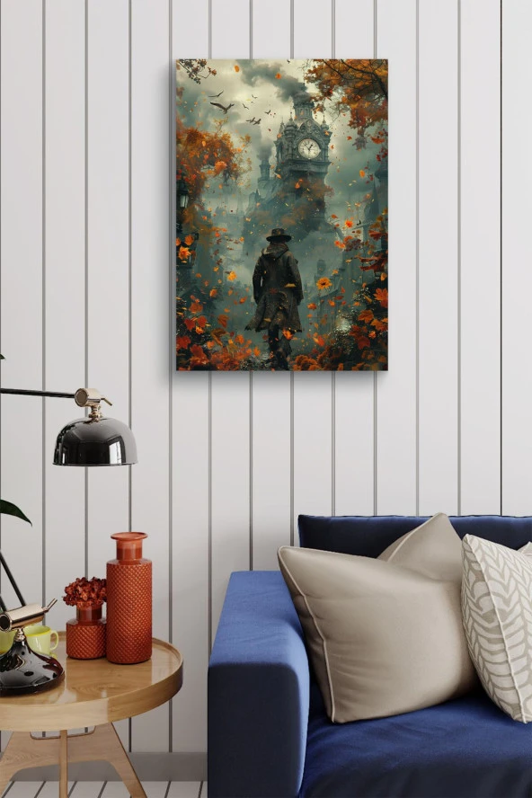 18. Yüzyıl Gotik Tarzında Saat Kulesi Yağlı Kanvas Tablo - Resim 4