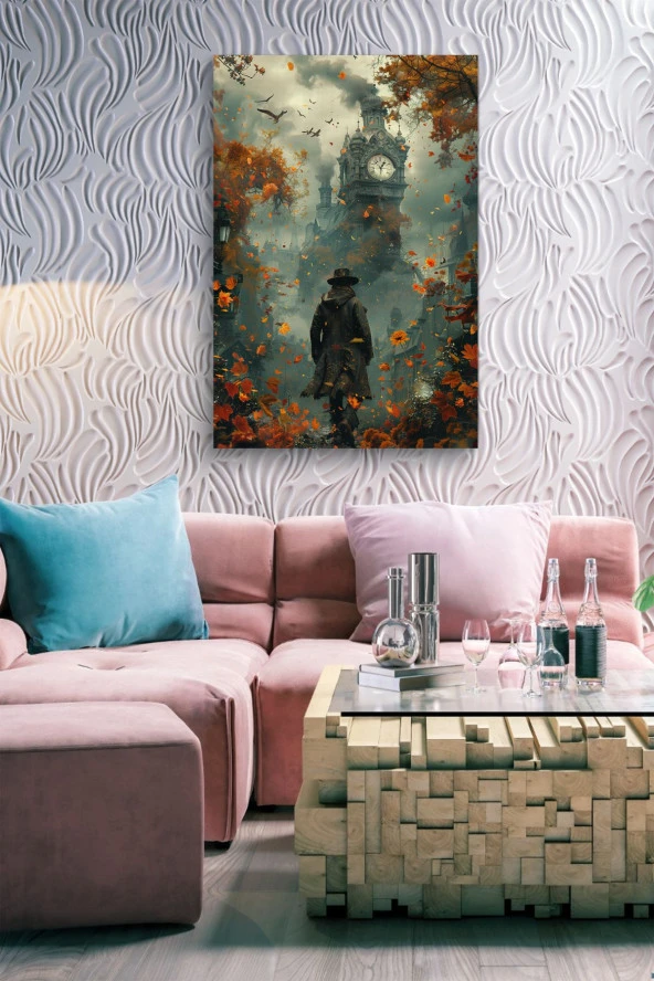 18. Yüzyıl Gotik Tarzında Saat Kulesi Yağlı Kanvas Tablo - Resim 7