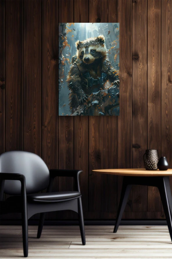 Modern Karlar İçerisindeki Bal Porsuğu Yağlı Kanvas Tablo - Resim 6