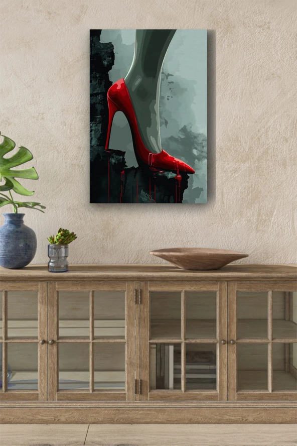 Kırmızı Stiletto Yağlı Kanvas Tablo ürün görseli