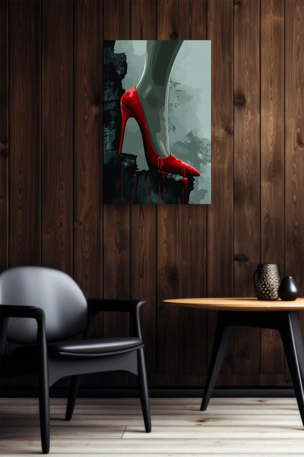 Kırmızı Stiletto Yağlı Kanvas Tablo - Resim 6