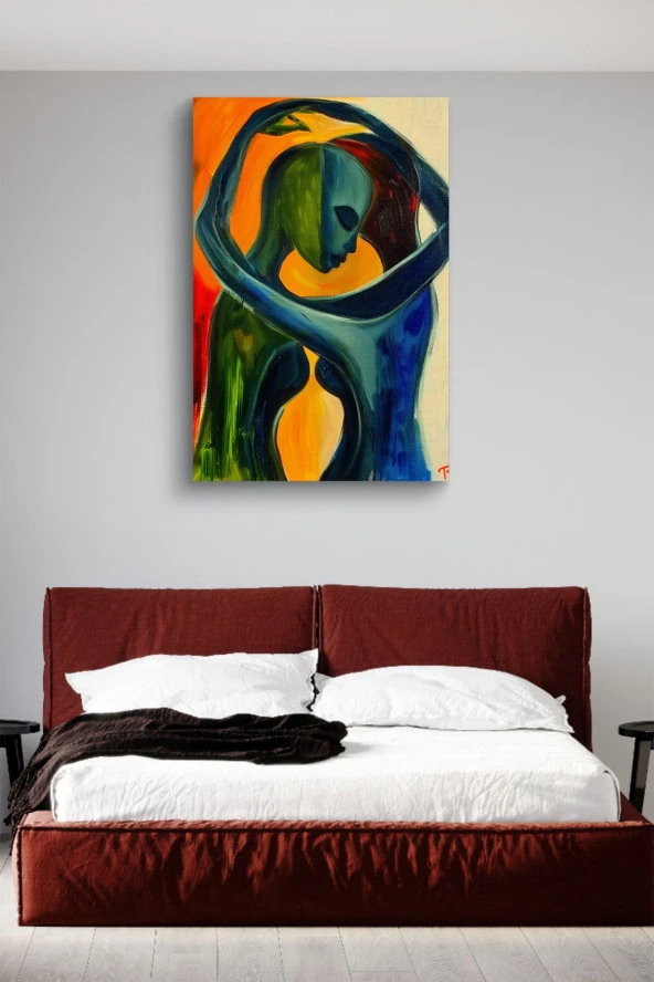 Beraberlik Temalı Sanatsal Tasarım Yağlı Kanvas Tablo - Resim 3