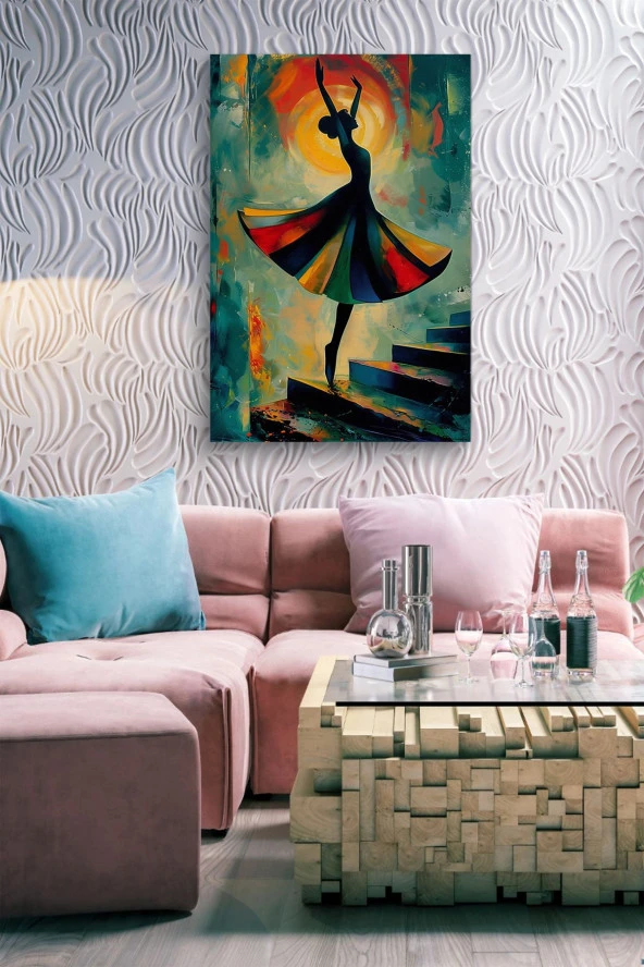 Dans Eden Balerin Sanatsal Yağlı Kanvas Tablo - Resim 4