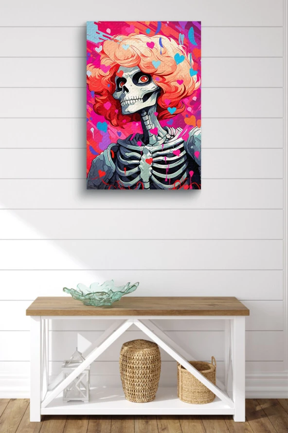 Sarı Saçlı Iskelet Yağlı Kanvas Duvar Tablosu - Resim 2