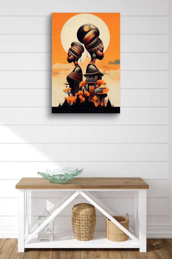 Binalar ve Geleneksel Kadınlar Tasarım Yağlı Kanvas Tablo ürün görseli