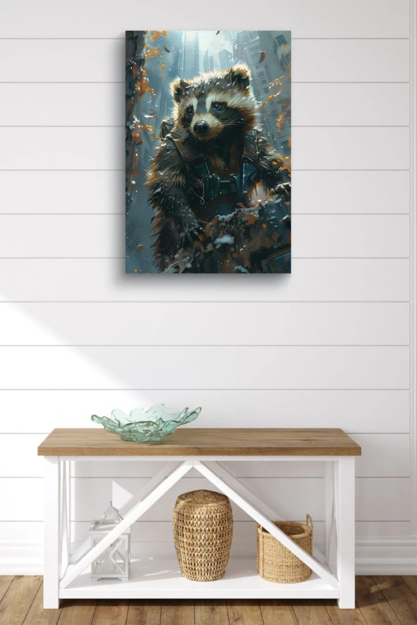 Modern Karlar İçerisindeki Bal Porsuğu Yağlı Kanvas Tablo - Resim 2