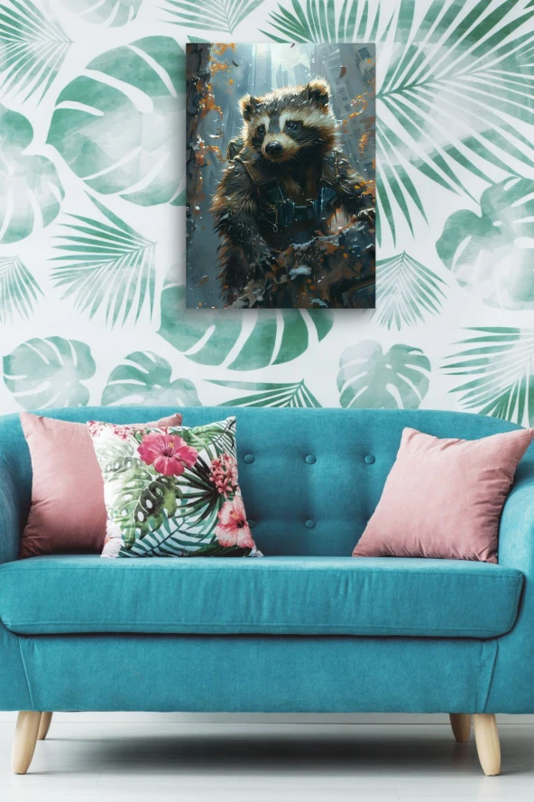 Modern Karlar İçerisindeki Bal Porsuğu Yağlı Kanvas Tablo - Resim 5