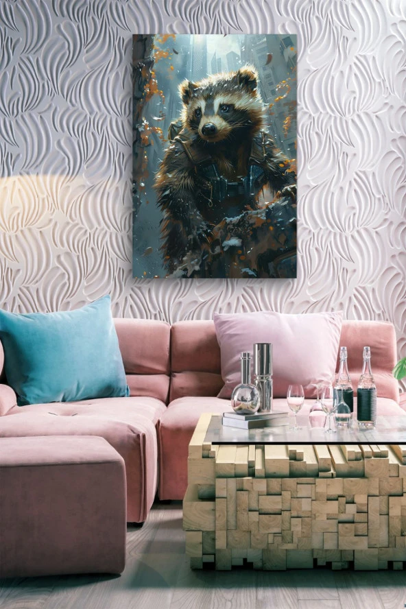 Modern Karlar İçerisindeki Bal Porsuğu Yağlı Kanvas Tablo - Resim 7