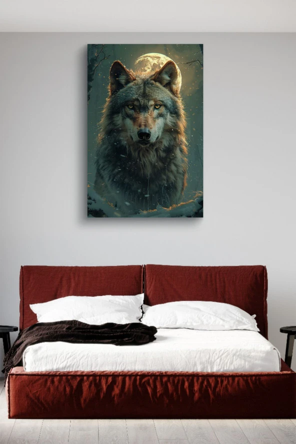 Dolunay Detaylı Kurt Yağlı Kanvas Tablo - Resim 3