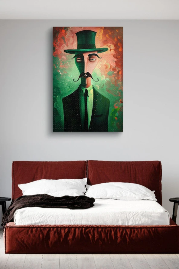 Modernist Sanatsal Çizim Erkek Portre Yağlı Kanvas Tablo - Resim 2