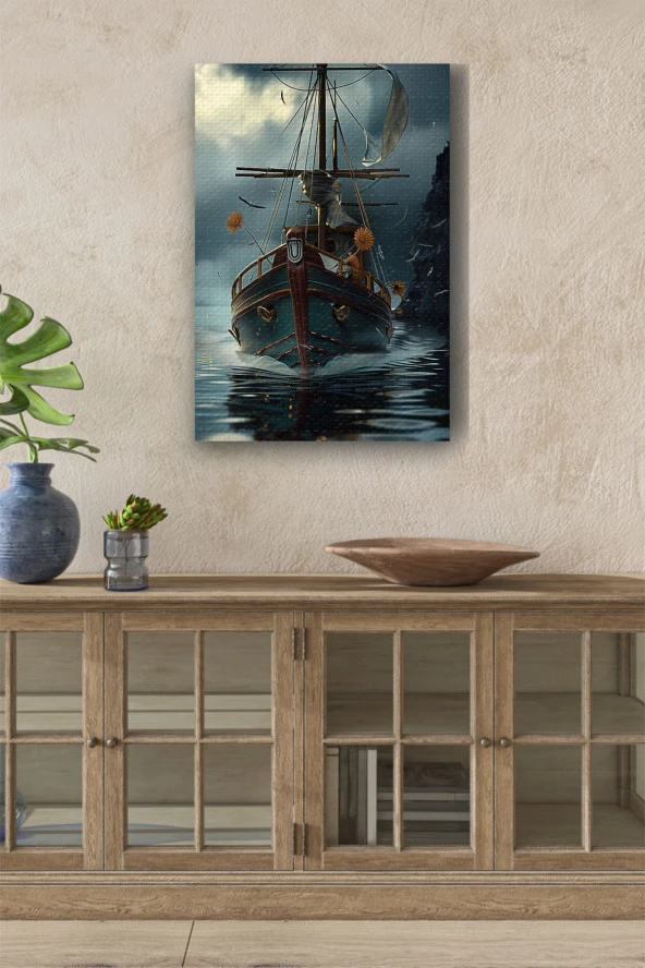 Yelkeni Açık Gemi Yağlı Kanvas Tablo ürün görseli