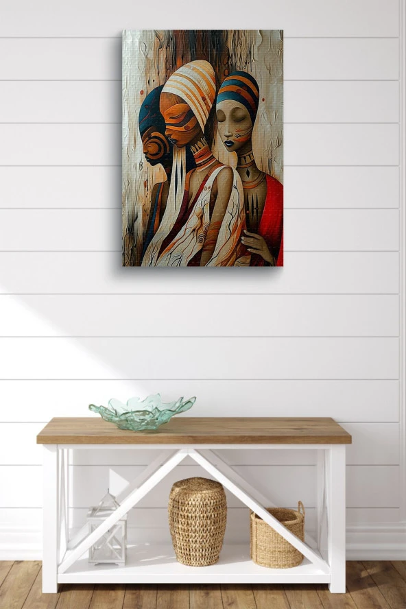 Afrikalı Kadınlar Soyutsal Çizim Yağlı Kanvas Tablo - Resim 2