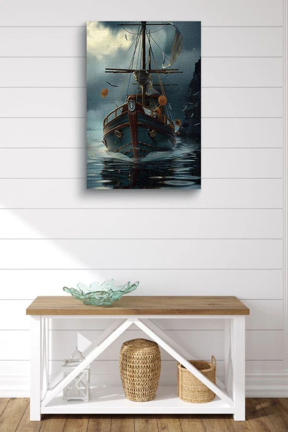 Yelkeni Açık Gemi Yağlı Kanvas Tablo - Resim 2
