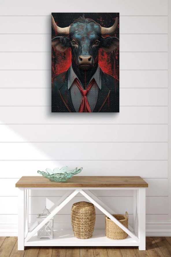 Modernist Siyah Boğa Yağlı Kanvas Tablo - Resim 2