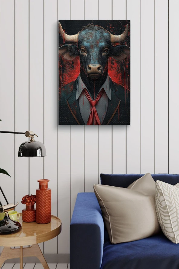 Modernist Siyah Boğa Yağlı Kanvas Tablo - Resim 4