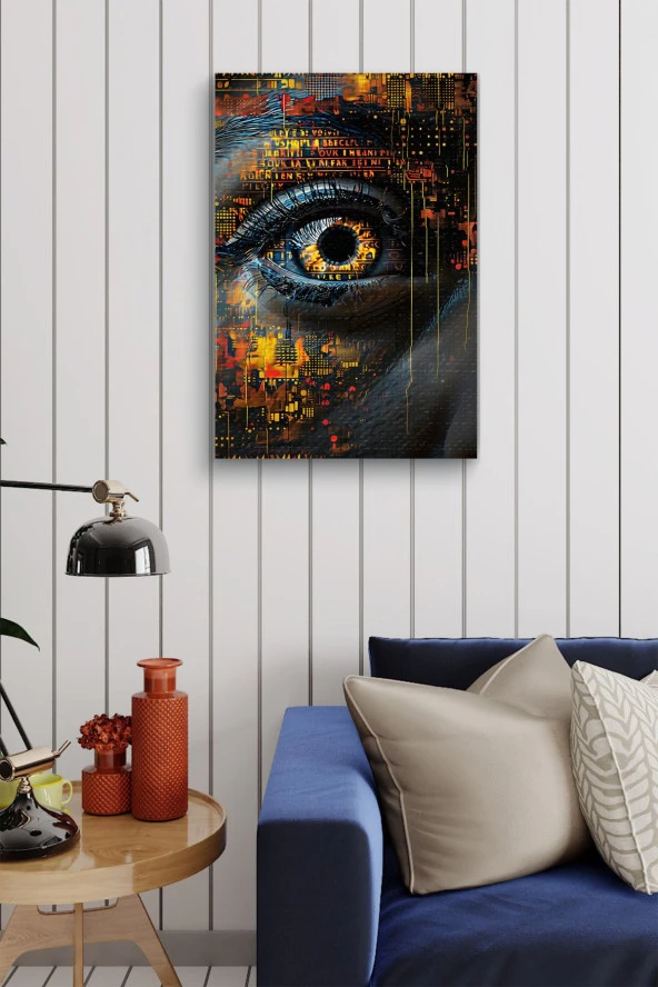 Teknolojik Detaylı Tek Göz Yağlı Kanvas Tablo - Resim 3