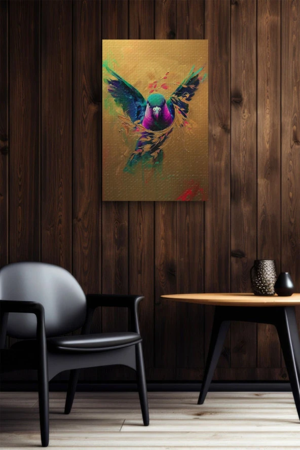 Başak Detaylı Kuş Renkli Yağlı Kanvas Tablo - Resim 6