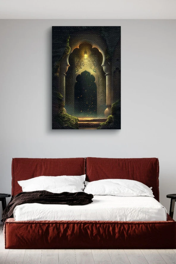 Modernist Sanatsal Duvar ve Yeşillikler Yağlı Kanvas Tablo - Resim 3