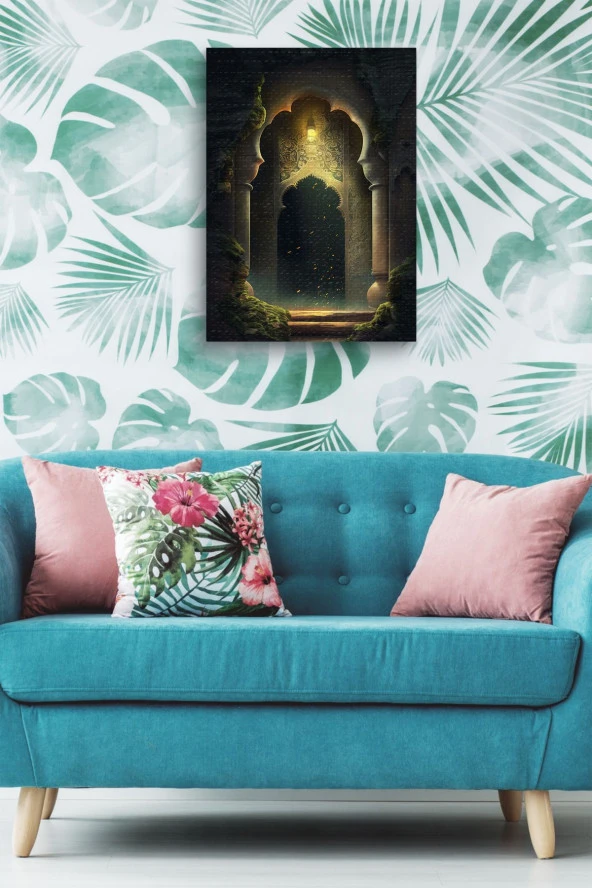 Modernist Sanatsal Duvar ve Yeşillikler Yağlı Kanvas Tablo - Resim 5