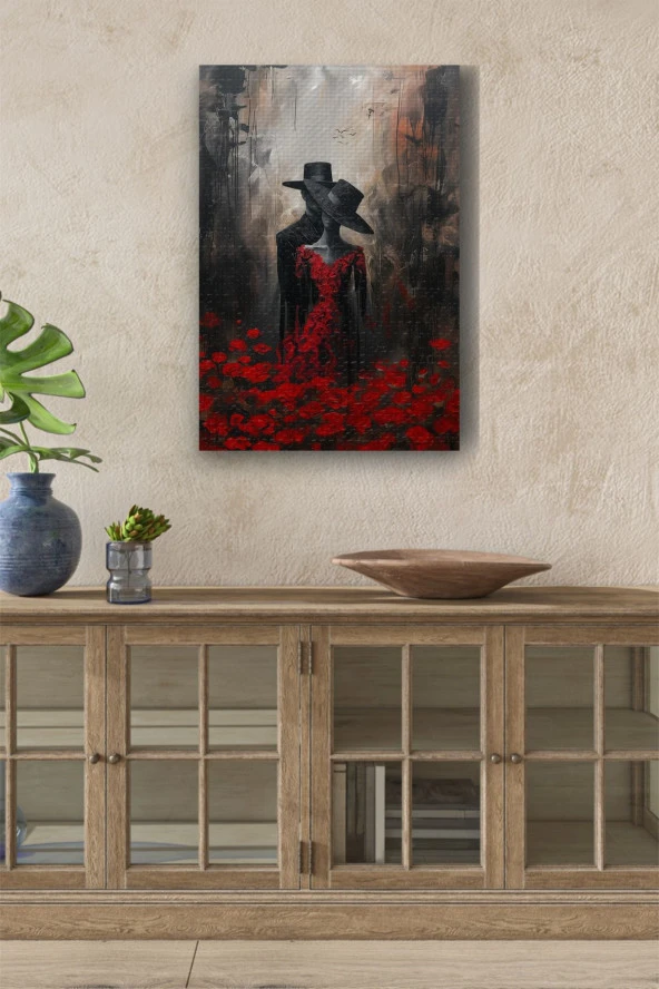 Şapkalı Kadın ve Erkek Yağlı Kanvas Tablo ürün görseli