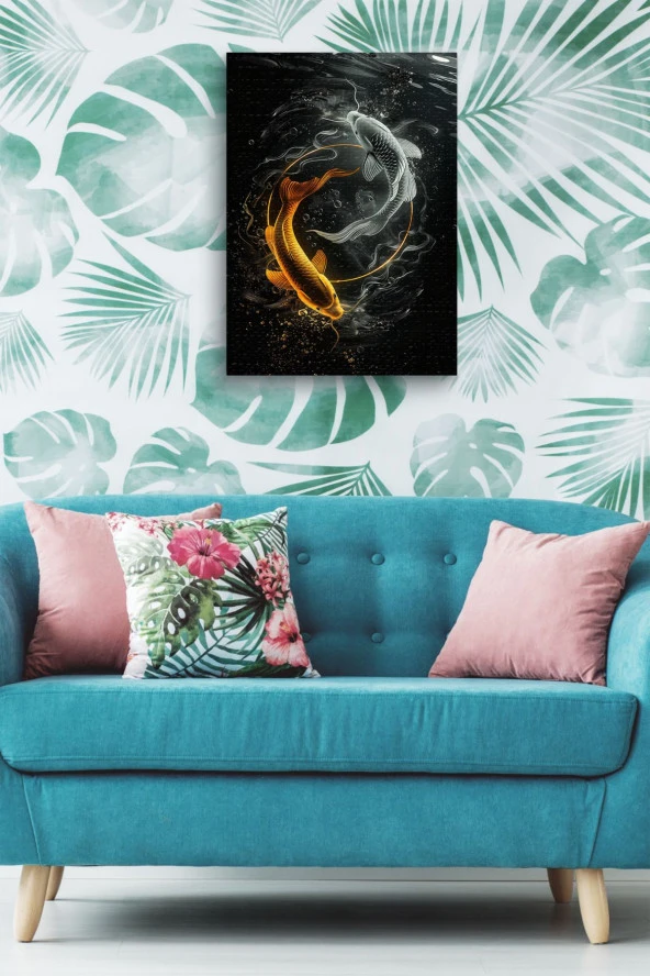 Gold Silver Balık Yağlı Kanvas Tablo - Resim 5